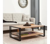 Mesa de café gioacchina, mesa de centro baja, revistero para sofá, estante de la sala de estar, 110x70h40 cm, roble y negro