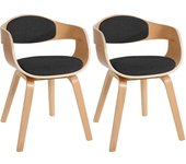 Juego de 2 sillas de comedor de oficina de diseño retro en tela gris oscuro, estructura de madera clara 10_0001723