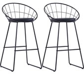 Juego de dos taburetes de bar de diseño silla asiento sintético negro acero 1202176