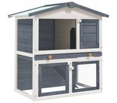 Vidaxl jaula conejera con 3 puertas madera gris