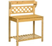 Mesa de jardinería con tablero extensible y fregadero de acero inoxidable, 2 compartimentos de almacenamiento,92x45x120cm