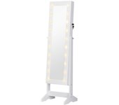 Joyero de pie con espejo homcom mdf blanco 40x37x146cm