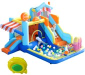 Castillo inflable para niños parque infantil inflable con soplador de 450w tobogán trampolín piscina muro de escalada para niños de 3 a 8 años