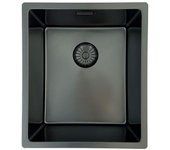Fregadero pure.sink prestige pvd gun metal 34x40 cm radio de 10 mm para instalación bajo encimera, a ras y sobre encimera ppg3440-61.
