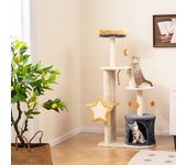 Árbol para gatos 128 cm torre de varios niveles con tablero y postes rascadores sisal condominio plataforma felpa juguetes