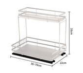 Estante de almacenamiento bajo el fregadero con cestas deslizantes, organizador de varios niveles para cocina y baño, blanco