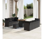 Vidaxl conjunto de sofás de jardín de 10 piezas con cojines ratán poliéster negro acacia, vidaxl conjunto de comedor de jardín de 3 piezas con cojines