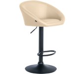 Taburete de bar asiento giratorio 360° regulable en altura en pvc crema base de metal negro 10_0004764