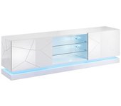 Mueble tv charlotte 128, blanco, blanco brillante, número de puertas: 2.00, 200x57x40cm