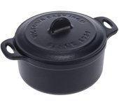 Mini cocotte inducción hierro fundido esmaltado 10cm, 0,3 l, 1-2 raciones, sin ptfe ni pfoa, victoria, negro, 39202