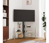 Vidaxl mueble tv esquina 3 niveles para 32-70 pulgadas negro plateado