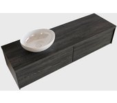 Mondiaz lush 150cm mueble de baño antracite con 2 cajones. con lavabo izquierda sin orificios blanco brillo