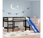 Vidaxl cama alta para niños tobogán madera maciza pino negro 80x200 cm