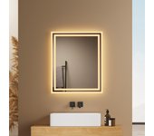 Emke espejo de baño con interruptor de botón, antivaho, luz blanca fría/caliente | 60x50 cm