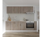 Set de cocina haaus karo v17, roble sonoma oscuro/blanco, encimera thermo 28 mm, l 240