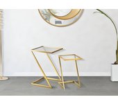 Mesa de café lomnago, mesa de centro baja, revistero para sofá, estante de la sala de estar, 40x40 h60 cm, oro