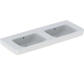 Geberit renova plan, lavabo doble, 130x48 cm, sin agujero para grifo, con rebosadero, 501712, 501.712.00.8, color: blanco