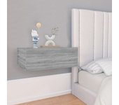 Vidaxl mesita de noche flotante madera contrachapada gris 40x30x15cm