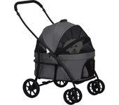 Carrito para perros pawhut tela oxford, acero gris oscuro 81x68x98.5 cm