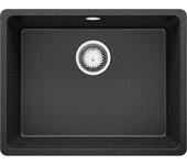 Primagran fregadero bajo encimera grafito 56x44cm, fregadero cocina 1 seno + sifón, fregadero granito al mueble 60cm - venecia easy