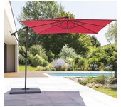 Hespéride - sombrilla colgante cuadrada manoa rojo granate - 2.5 x 2.5 m