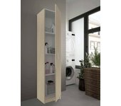 Armario multiusos 1 puerta clearwater, mueble auxiliar, zapatero con baldas, zapatero vertical, 37x37h180 cm, roble