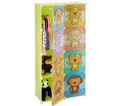 Relaxdays armario modular infantil con animales, plástico, multicolor, 145 x 74 x 36.5 cm