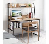 Mesa estudio estantería 3 cubos almacenamiento diseño ahorro espacio 120x57x139,5 cm natural