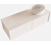 Mondiaz lush 120cm mueble de baño underlayment con 2 cajones. con lavabo derecho sin orificios blanco brillo