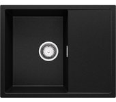 Primagran fregadero cocina negro metallic 62x50cm, fregadero granito 1 seno + sifón, fregadero sobre encimera al mueble 45cm - ibiza