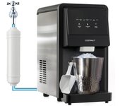 Máquina de cubitos de hielo de 27kg/d con conexión de agua, máquina de hielo automática con dispensador de hielo y autolimpieza, ventana superior