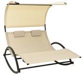 Tumbona doble con toldo textilene color crema