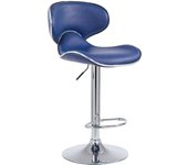 Taburete de bar silla de bar regulable en altura con reposapiés en sintético azul y metal 10_0000083