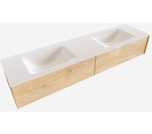 Mondiaz lush 180cm mueble de baño color washed oak con 2 cajones. con lavabo cloud doble 2 orificios color talc