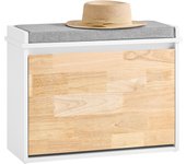 Banco zapatero baúl con 1 hoja abatible y 1 cojín, para entrada, pasillo, dormitorio y salón, l61xp26xh47 cm fsr179-k-wn sobuy es