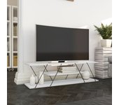 Mueble tv con 2 estanterías - blanco y negro - delory
