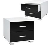 Conjunto de 2 mesitas de noche con 2 cajones en melamina mdf mesita de noche mueble dormitorio blanco y n 01_0000327