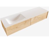Mondiaz lush 150cm mueble de baño color washed oak con 2 cajones. con lavabo cloud izquierda 1 orificio color talc