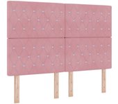 Cabecero con botón de cristal tufted rosa 160 cm terciopelo cfw4922991