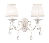 Grace lámpara vela de pared blanca con oro y cristal, 2 luces, e14
