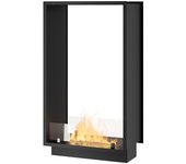 Chimenea de bioetanol 2side 1000 slim vert empotrada con dos fachadas - negro mate, con cristal, quemador de 1 l, diseño moderno