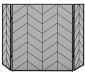Paraventos plegable de chimenea en acero negro 135x85 cm