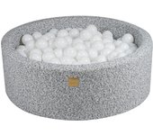 Meowbaby piscina de bolas, round seca para niños, boucle, gris melange : blanco, 200 pcs, 90x30cm
