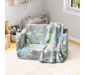 Sofá infantil con manta plegable 2 en 1 sillón brillante para niños 3 años gris