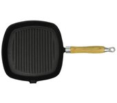 Vidaxl sartén parrilla de hierro fundido con mango de madera 20x20 cm