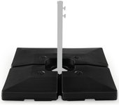 Base de sombrilla para terraza de 4 piezas, 20 l, soporte de sombrilla lleno de agua y arena de 129 kg, juego de placas pesadas con boquillas, negro
