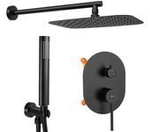 Juego de ducha oculto rea oval + box black 60x30x40cm