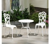 Costway conjunto jardin exterior de 3 piezas, sillas y mesa de aluminio fundido, agujeros para sombrilla, mueble comedores jardin terraza balcon exter