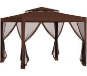 Carpa de jardín outsunny poliéster, metal marrón 297x297x268 cm