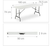 Se mesa y 2 bancos de jardín plegables 180 cm blanco 13_0002461